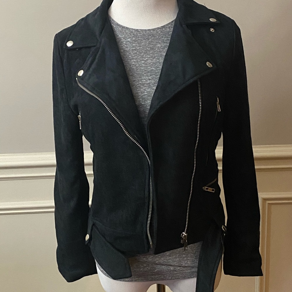 Cropped Suede Moto Jacket